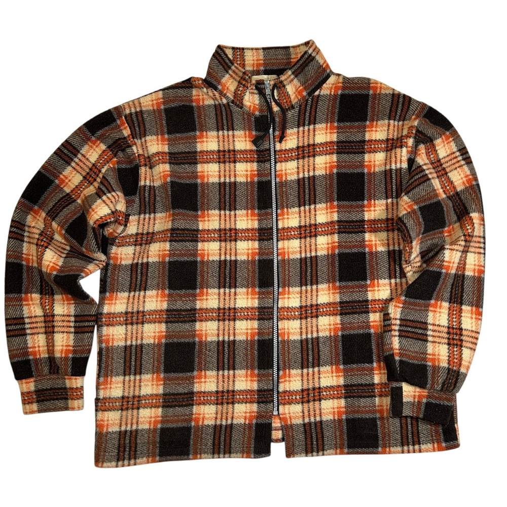 Vintage Mexican Escorpión Fleece‎ Full Zip Jacket Men's Size M Fall Plaid